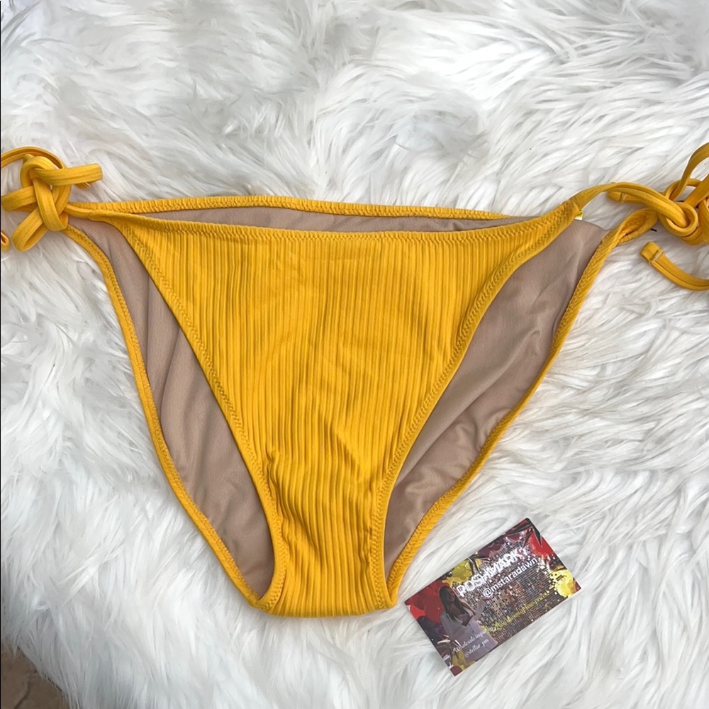 NWT Yellow Ribbed Bikini Bottom